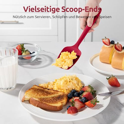 U-Taste 600ºF Heat Resistant Silicone Spatulas for Cooking, 4Pcs/Red - color: Red