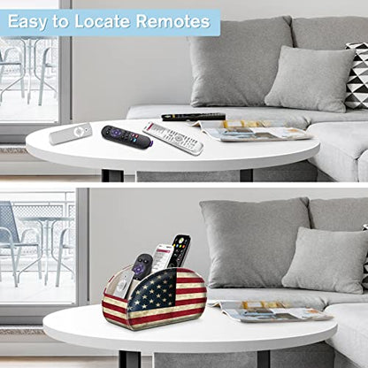 FINTIE Remote Control Holder with 11 Compartments Vegan Leather - color: US Flag