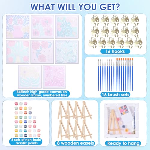RoundFunny 8 Set Paint by Numbers Drawing Kit for Adults,Simple Blossom - style: Simple Blossom