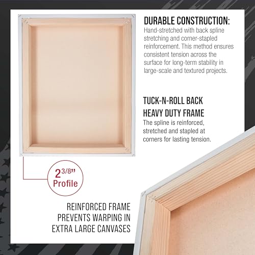 U.S. Art Supply Stretched Canvas for Painting 16" x 20" 2-3/8" Extra Deep - size: 16" x 20"