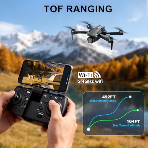 1080P HD Drones with Camera for Adults,Foldable Drone for Beginners - color: Black