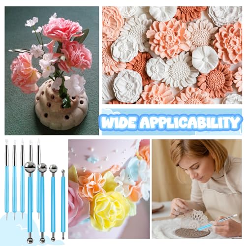 18 Pcs Dotting Tools Silicone Clay Sculpting Tool Ceramic Clay Ball Stylus Pottery Embossing Tool for Rock Modeling Blending, Drawing - color: Blue