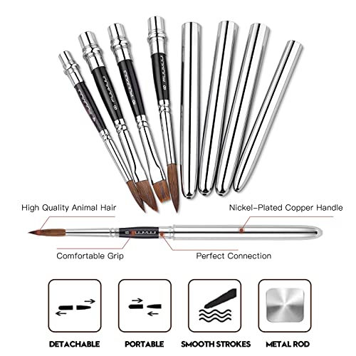 Kolinsky Travel Watercolor Brushes Sable Hair Round 4Pcs - color: Silvery-4
