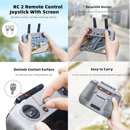 Silicone Case Cover + Thumb Rocker Sticks + Nylon Lanyard Neck Strap for DJI RC 2 Accessory Bundles for DJI Avata 360 Mini 5 Pro MINI 4 Pro Air 3S AIR 3 Flip Drone RC2 Controller(Grey) - color: Grey