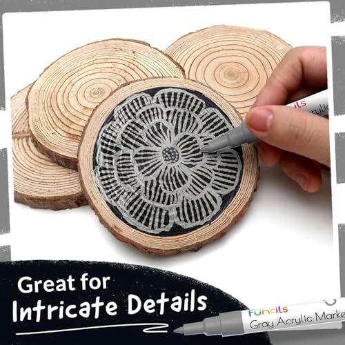5 Gray Paint Pen - Grey Acrylic Paint Marker for Wood, Fabric - color: Grey