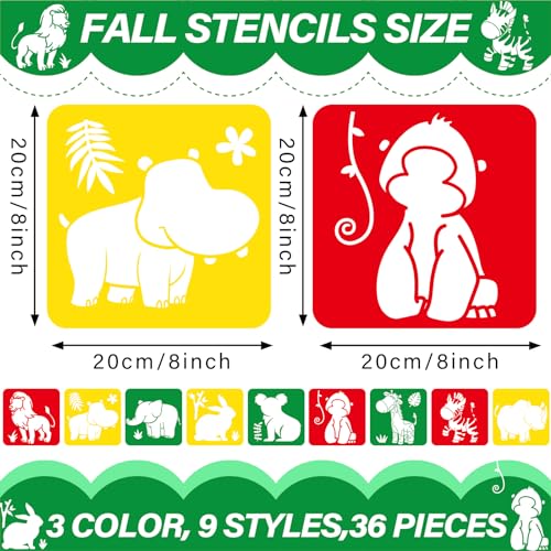 36pcs Animal Drawing Stencils for Kids 8 Inch Sidewalk Chalk Stencils - style: Animals