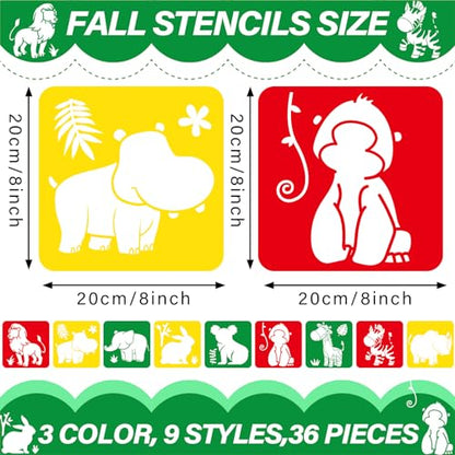 36pcs Animal Drawing Stencils for Kids 8 Inch Sidewalk Chalk Stencils - style: Animals