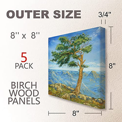 Cupohus 8'' x 8'' 5 Packs Unfinished Wood Canvas Panels for Painting - size: 8" x 8"
