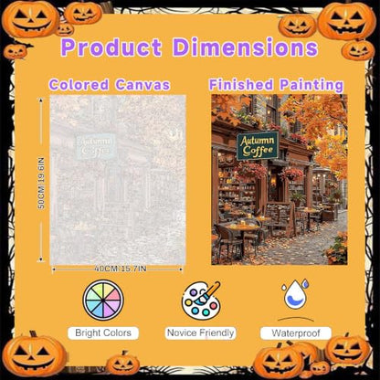 Autumn Paint by Numbers for Adults - Paint by Number Coffee on Canvas - color: MT23083