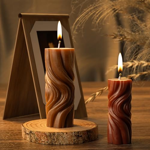 2 Pack Spiral Wave Resin Casting Molds - Silicone for 3D Animal Candle Making - color: column-wave-2-pack-32823