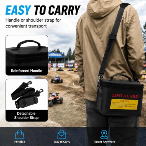 LiPo Safe Bag Fireproof Explosionproof Battery Storage & Charge Safe Pouch - color: Black