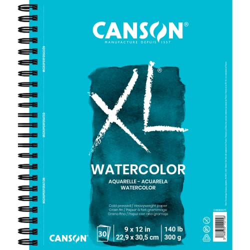 Canson XL Watercolor Pad, 140lb, Wire Bound, 36 Sheets, 9 by 12 Inches - size: 9x12