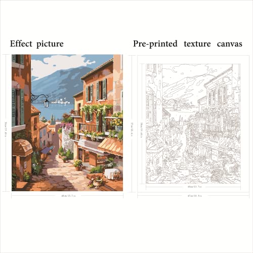 QUITEDEW Scenery Paint by Numbers Kit for Adults Beginner 16X20 Inch - color: A2-town