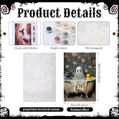 YooNotee 6 Pack Halloween Paint by Numbers with Easels Brushes, Ghost - style: Ghost