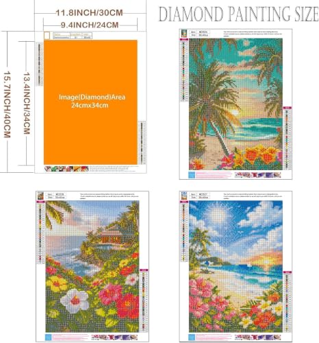 Ekuxom 3 Pack Diamond Art Kits for Adults-Beach Diamond Painting - color: 3 Pack-Beach
