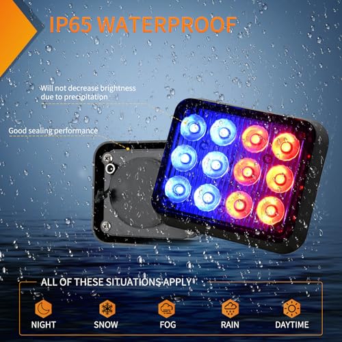 Nilight 12LED Magnetic Wireless Trailer Lights 2PCS Red and Blue - color: 12LED Blue Red