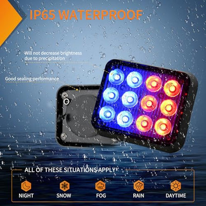 Nilight 12LED Magnetic Wireless Trailer Lights 2PCS Red and Blue - color: 12LED Blue Red