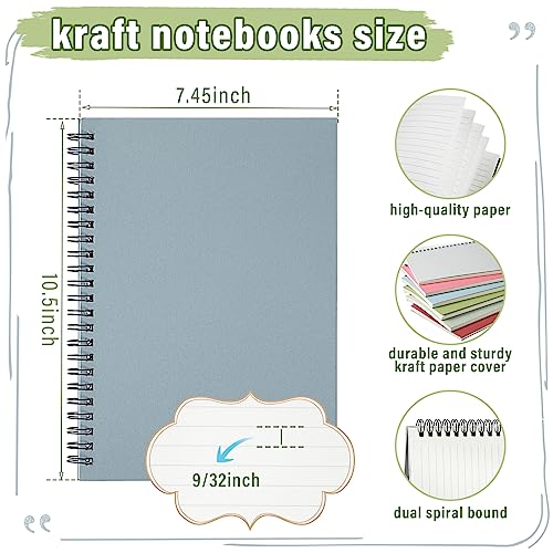 Fuutreo 6 Pack Spiral Notebook 10.5x7.45 Notebook,Fresh,Morandi - color: Fresh