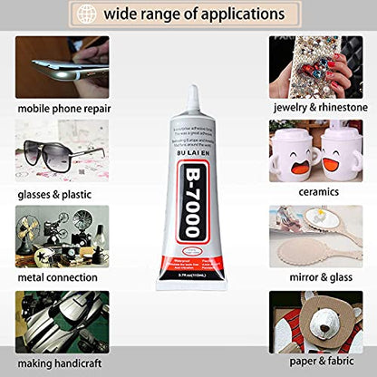 B-7000 110ML Adhesive, Multi-Function Glues Transperant Paste Adhesive Suitable for Phone Frame Bumper Jewelry Multi-Purpos,110ML/3.7fl.oz,with 3X Cleaning Cloth