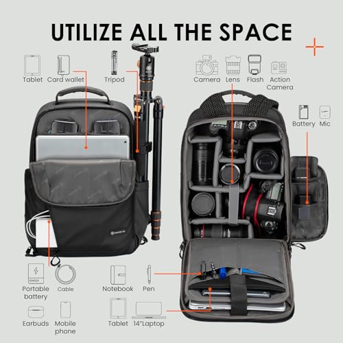TARION Urban Camera Backpack for Photographers Compact 12.5L Black TRL - color: 12.5l Backpack Black, size: Large