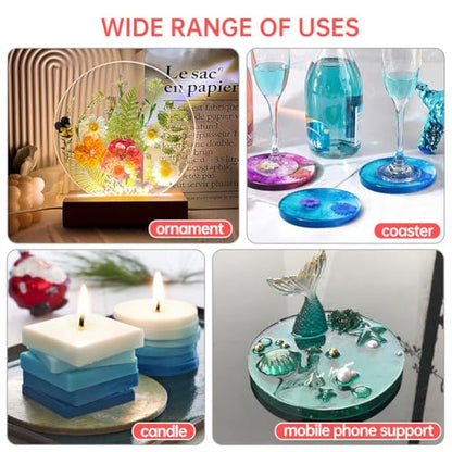 8-Pcs Silicone Resin Coaster Tray Mold, Round and Square - color: 4 Rounds + 4 Squares