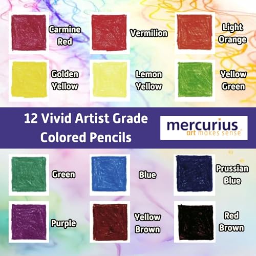 Mercurius AMS Color Giant Pencils, Set of 12 in Tin Case