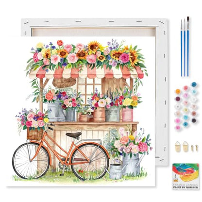 Flower Shop Framed Paint by Numbers Kit for Adults Beginner 10x10 inch - color: Frame-OP-US17
