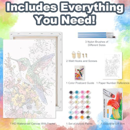 Hummingbird Framed Paint by Numbers Kit for Adults Beginner 8x12 inch - color: Frame-OP-US04