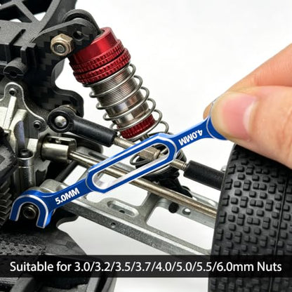 RC Car Turnbuckle Wrenches 3.0/3.2/3.5/3.7/4.0/5.0/5.5/6.0mm, 4PCS Blue ﻿ - color: Blue & Silver