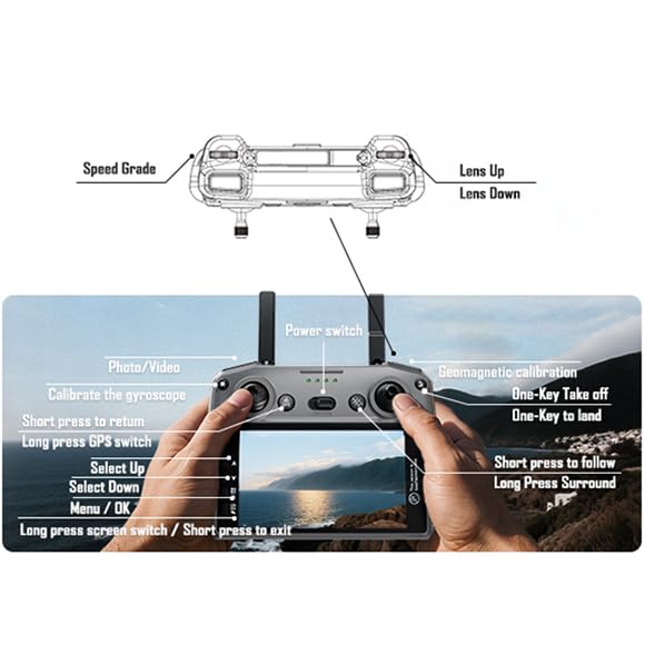 ZY80 PRO GPS Drones Rechargeable Remote Controller 5 Inch LCD Screen