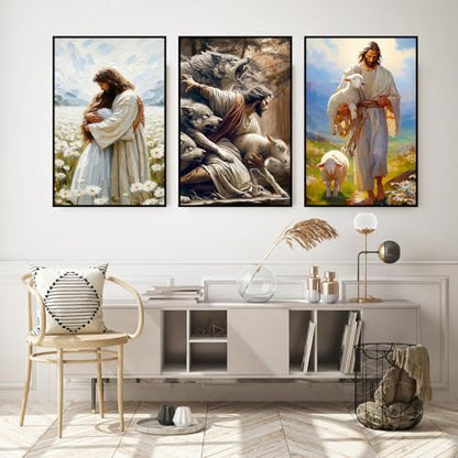 Axquilon 3 Packs Jesus Framed Paint by Numbers Kit for Adults 8x10in - color: 3 Pack Jesus with Easel