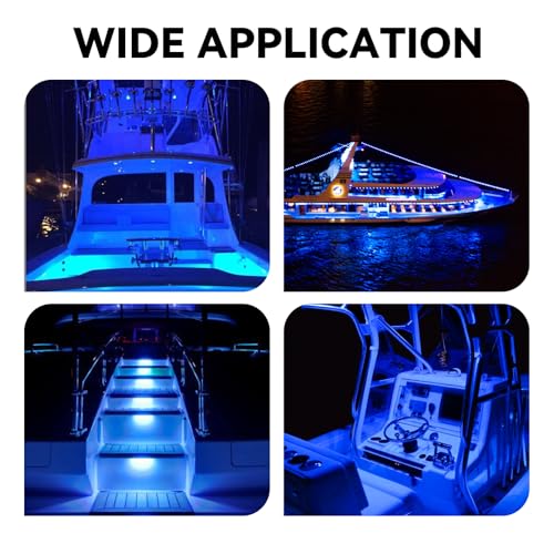 Marine LED Boat Interior Lights, 12V-24V, 4PCS Blue, IP68 - color: BLUE