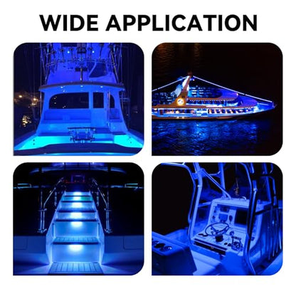 Marine LED Boat Interior Lights, 12V-24V, 4PCS Blue, IP68 - color: BLUE