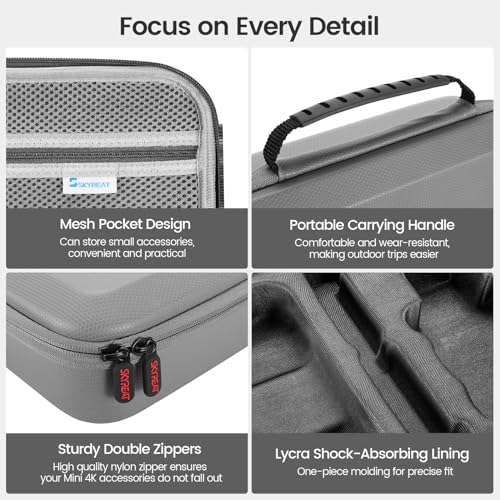 Skyreat Mini 4K/2 SE Drone Case, Portable Leather PU Case with Shoulder Strap, Handle and Propeller Holders