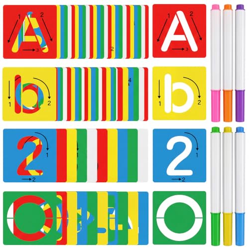 72 Pcs Preschool Letters Stencils and Number Stencils Set, 2.4 Inch