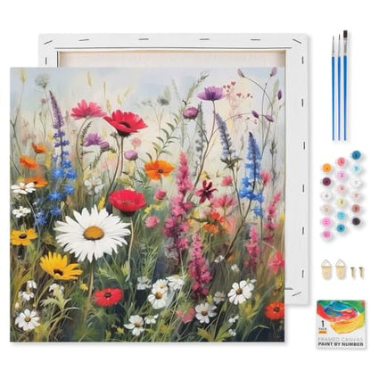 Kalonyth Flowers Framed Paint by Numbers Kit for Adults Beginner 10x10 inch - color: Frame-OP-US15
