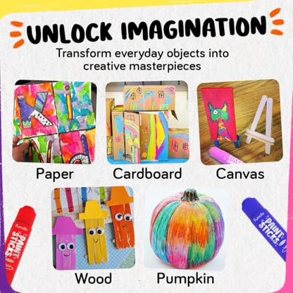 12 Tempera Paint Sticks for Kids & Toddlers - Washable Paint, Quick Dry - color: 12 Thin
