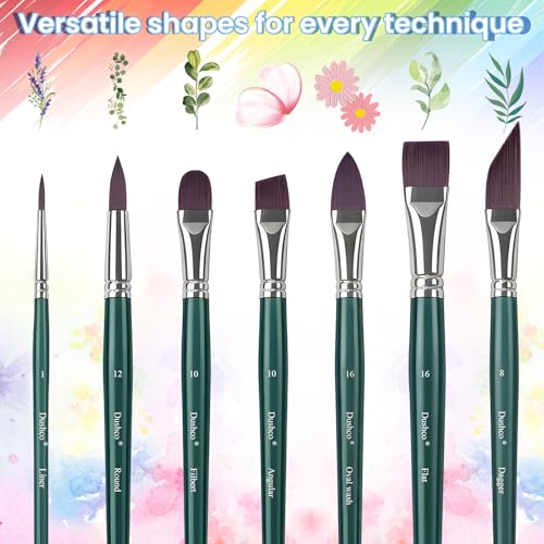 Watercolor Brushes Professional, Artist Paint Brushes Set, 12 Pieces - color: Dark Green