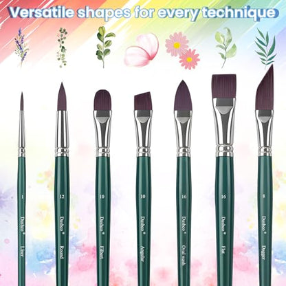 Watercolor Brushes Professional, Artist Paint Brushes Set, 12 Pieces - color: Dark Green