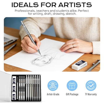 Nicpro 8 Pack Mechanical Pencil 0.7mm, MB1000 Metal Mechanical Pencil Set - style: 8 Pack （0.7mm）