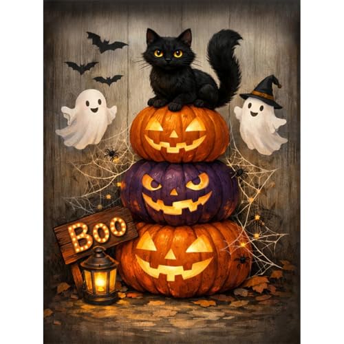 Halloween Diamond Art Kits for Adults,Ghost Pumpkin Diamond Painting - color: DP04573