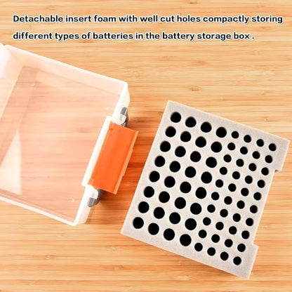 FULLCASE Battery Organizer Storage Case with Tester for AA AAA Batteries - color: Clear