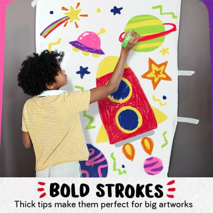 12 Tempera Paint Sticks for Kids & Toddlers - Washable Paint, Quick Dry - color: 12 Thin