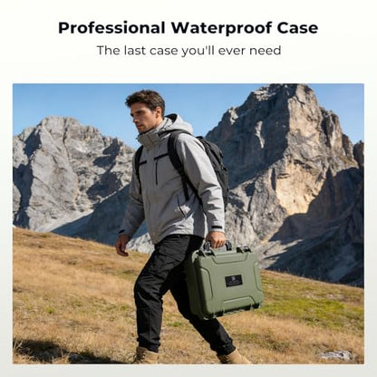 K&F CONCEPT Waterproof Hard Case, IP67 Protective Case with Pre-Scored Foam - color: Green