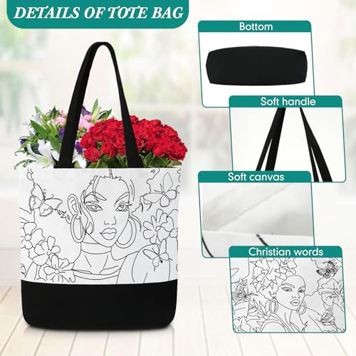 Locmeo 10 Set Paint and Sip Canvas Bags Pre Drawn Kit,Afro Queen - style: Afro Queen