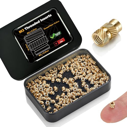 Kadrick 200Pcs M3 Threaded Inserts for 3D Printing Components,M3*H4*D4.5 Metric Brass Knurled Nuts, Insert by Heat into Plastic Parts - size: M3*H4*D4.5 200Pcs