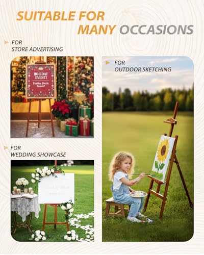 Pine Wood A-Frame Art Easel Stand,Foldable Wooden Easel for Painting,Walnut - style: Walnut