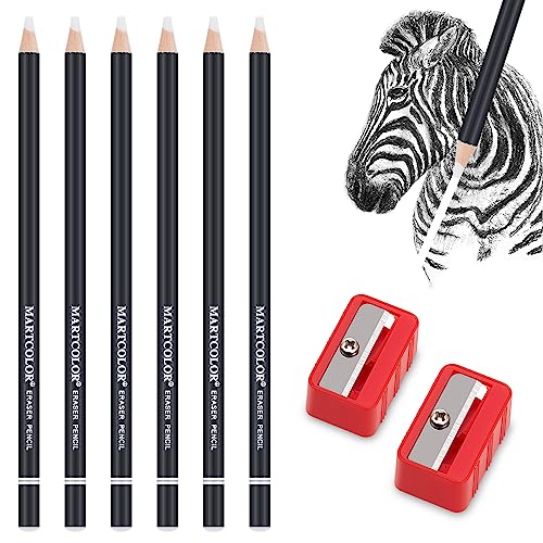 MARTCOLOR 8 Pack Detail Eraser Pencils Set, Artist Eraser Pencils
