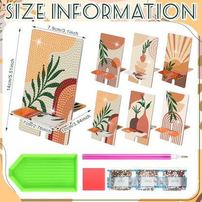 Saillong 6 Pcs Boho Diamond Art Cell Phone Stand 5.5" DIY Full Drill - style: Boho