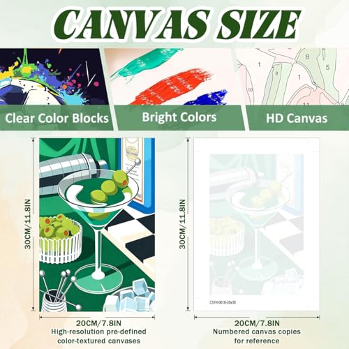 ICYANART 4 Pack Cocktail Paint by Numbers Kit for Adults with Frame Easy - color: Cocktail